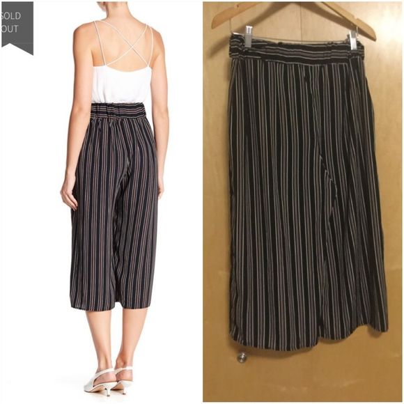 WEST KEI Tie Front Stripe Cropped Pants - Picture 2 of 13